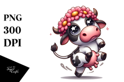Goofy Cow with Flower Crown, Vector Art Product Image 1