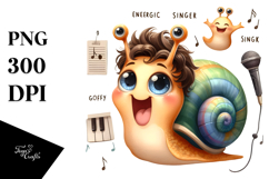 Cute Baby Snail with Singer Look PNG Product Image 1