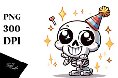 Silly Skeletton with Party Hat PNG Product Image 1
