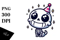 Silly Skeletton with Party Hat PNG Product Image 1