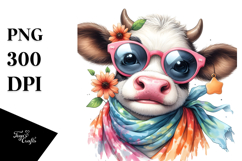 Enthusiastic Cow with Sunglasses PNG Product Image 1