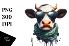 Enthusiastic Cow with Sunglasses PNG Product Image 1