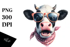 Enthusiastic Cow with Sunglasses PNG Product Image 1