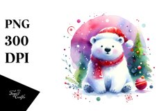 Vibrant Polar Bear Christmas PNG Product Image 3