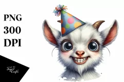 Funny Baby Goat Portrait Party Hat Clipart Product Image 3