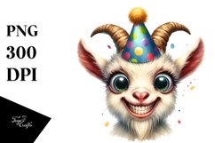Funny Baby Goat Portrait Party Hat Clipart Product Image 3