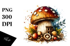 Detailed Wooden and Stained Mushroom PNG Product Image 1