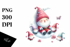 Cute Santa with Gnomes on a Moon PNG Product Image 3