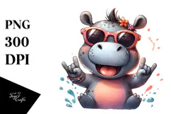 Funny Hippo with Sunglasses PNG Product Image 1