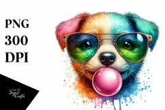 Quirky Colored Puppy Portrait | Sublimation | Clipart Product Image 1