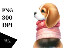 Cute Baby Beagle with Christmas Decorations PNG Product Image 1