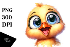 Watercolor Funny Chick Portrait Clipart Product Image 1