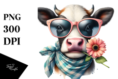 Funny Cow with Sunglasses PNG Product Image 1