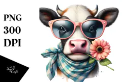 Funny Cow with Sunglasses PNG Product Image 1