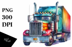 Vibrant Vintage Semi Truck | Sublimation | Clipart Product Image 3