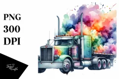 Vibrant Vintage Semi Truck | Sublimation | Clipart Product Image 1