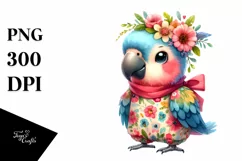Colorful Smiling Cute Macaw Baby Dressed Flowers Product Image 3