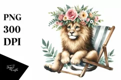 Young Lion with Flowers Clipart Product Image 3