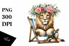 Young Lion with Flowers Clipart Product Image 1