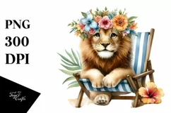 Young Lion with Flowers Clipart Product Image 3