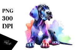 Sitting Great Dane Watercolor PNG Product Image 1