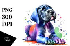 Sitting Great Dane Watercolor PNG Product Image 1
