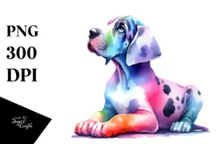 Sitting Great Dane Watercolor PNG Product Image 1