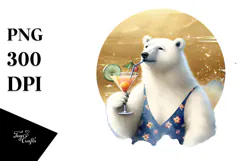 Cute Polar Bear in Beachwear PNG Product Image 1