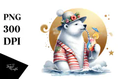 Cute Polar Bear in Beachwear PNG Product Image 1