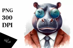 Hippo Portait Retro es Sublimation Clipart Product Image 3