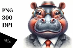 Hippo Portait Retro es Sublimation Clipart Product Image 3
