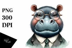 Hippo Portait Retro es Sublimation Clipart Product Image 1