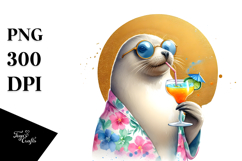 Seal Drinking Cocktail, Transparent PNG Product Image 1