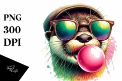 Colorful Otter Sunglasses Chewing Gum Fun Vibrant Product Image 3