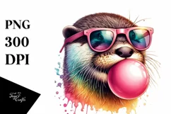 Colorful Otter Sunglasses Chewing Gum Fun Vibrant Product Image 1