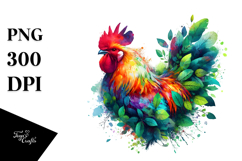 Vibrant Chicken with Plant Leaves PNG Product Image 1