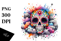 Colorful Skull Painting, Transparent PNG Product Image 1