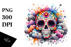 Cute Skull Painting, High-Res PNG Product Image 1