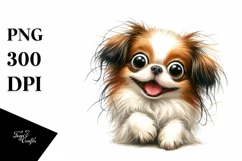 Cute Crazy Looking Japanese Chin Watercolor Product Image 1