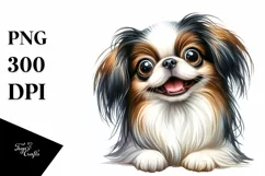 Cute Crazy Looking Japanese Chin Watercolor Product Image 1