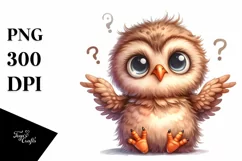 Funny Baby Owl Sitting Clipart Product Image 1