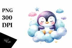 Colorful Baby Penguin Watercolor Splash Clipart Product Image 1