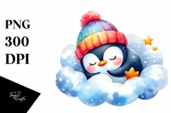 Colorful Baby Penguin Watercolor Splash Clipart Product Image 3
