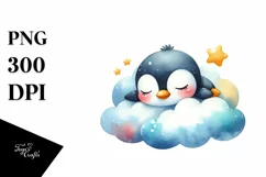 Colorful Baby Penguin Watercolor Splash Clipart Product Image 1