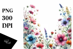 Colorful Wild Flowers Watercolor | Sublimation Clipart Product Image 1