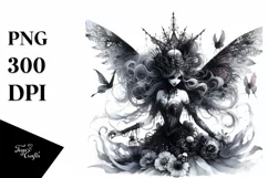 Detailed Watercolor Gothic Fairy | Sublimation | Clipart Product Image 3