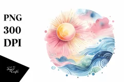 Colorful Watercolor Abstract Pastel Sun | Sublimation, Product Image 3