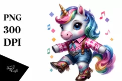 Baby Unicorn Square Dancing, Fun PNG Product Image 3