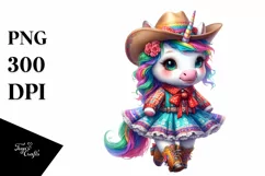 Baby Unicorn Square Dancing, Fun PNG Product Image 1