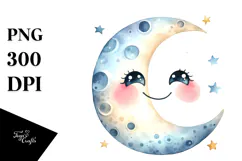 Smiling Whimsical Half Moon, Transparent PNG Product Image 1